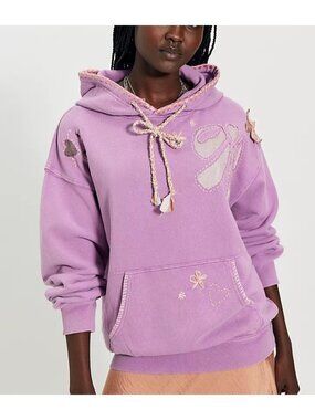 Free People Love Letters Embroidered Hoodie Twee Boho Embroidered Womens S